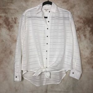 Billabong white textured button down blouse Small